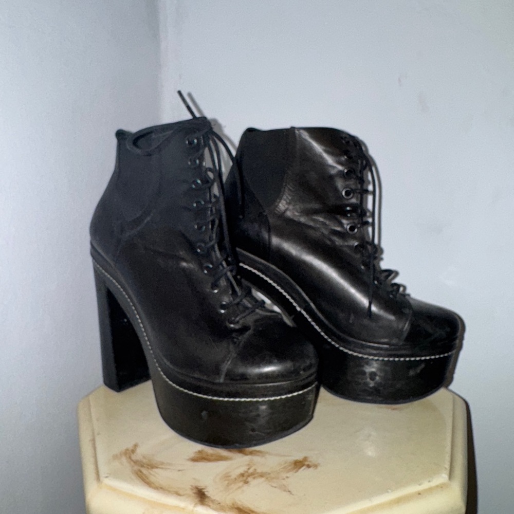 Opening Ceremony Black Platform Lace-Up Boots